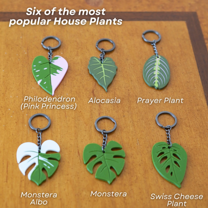 Leafy Keys - Houseplant Keychains - Monstera Albo plant leaves keychains