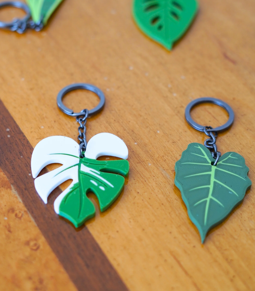 Leafy Keys - Houseplant Keychains - Monstera Albo plant leaves keychains