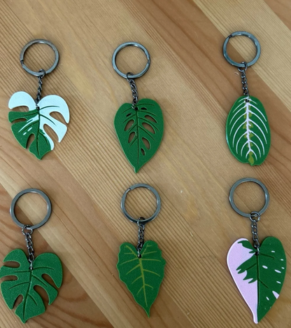 Leafy Keys - Houseplant Keychains - Monstera Albo plant leaves keychains